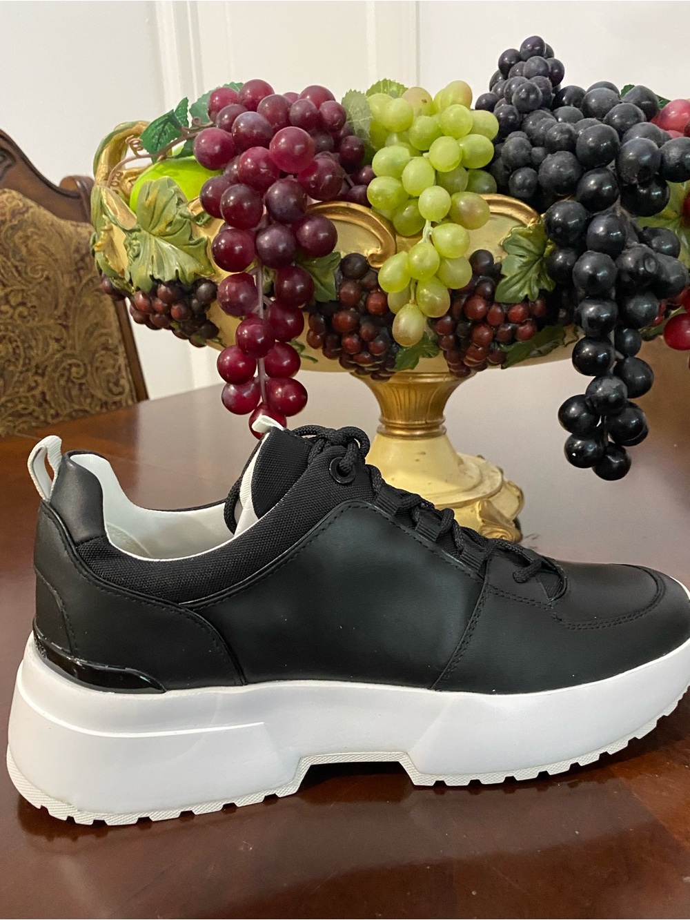 Michael Kors Black & White Logo Platform Sneakers - Picture 7 of 13